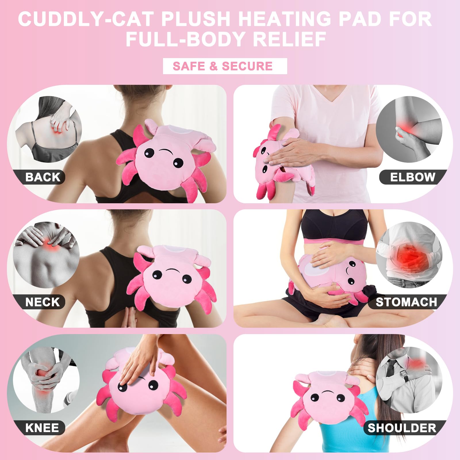 Microwavable Heating Pads for Cramps, Cute Microwave Heating Pad Period Cramps Pain Relief for Women & Girls, Stuffed Animals Moist Heat Pad for Menstrual-Washable Heat Pack (Purple Axolotl)