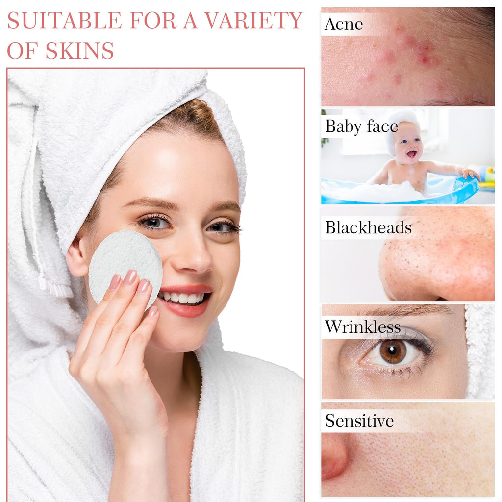 Sieral 120 Pcs Compressed Facial Sponges for Women with Container Disposable Face Sponge Pads for Mask Washing Face Cleansing Exfoliating Pore Esthetician Makeup Removal(Heart,Multicolor)