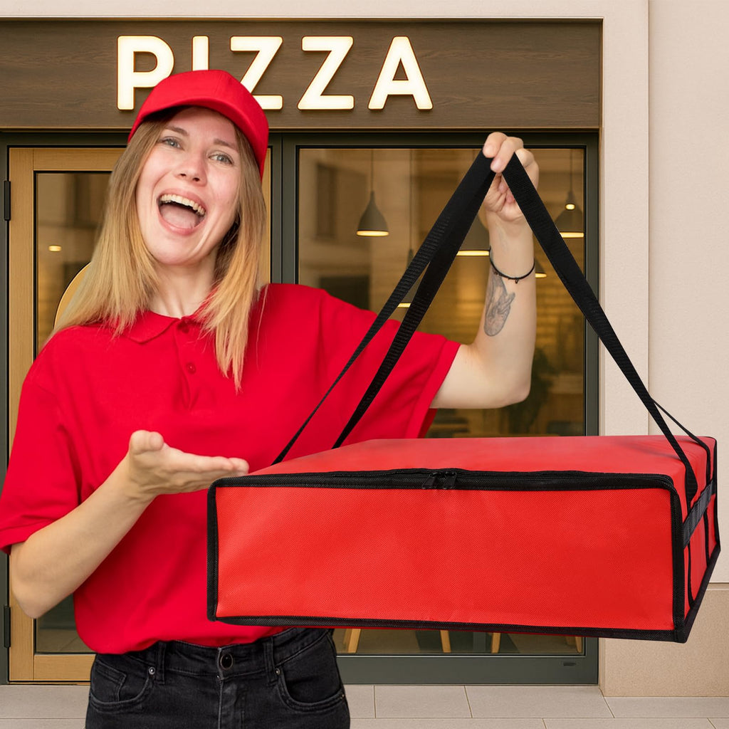 Bodaon Insulated Pizza Delivery Bag, 20" x 20" x 6" Pizza Warmer Bags for Carry Hot, Food Warmers for Parties, Pizza Thermal Insulation, Pizza Carrier for Catering, Red, 1-Pack