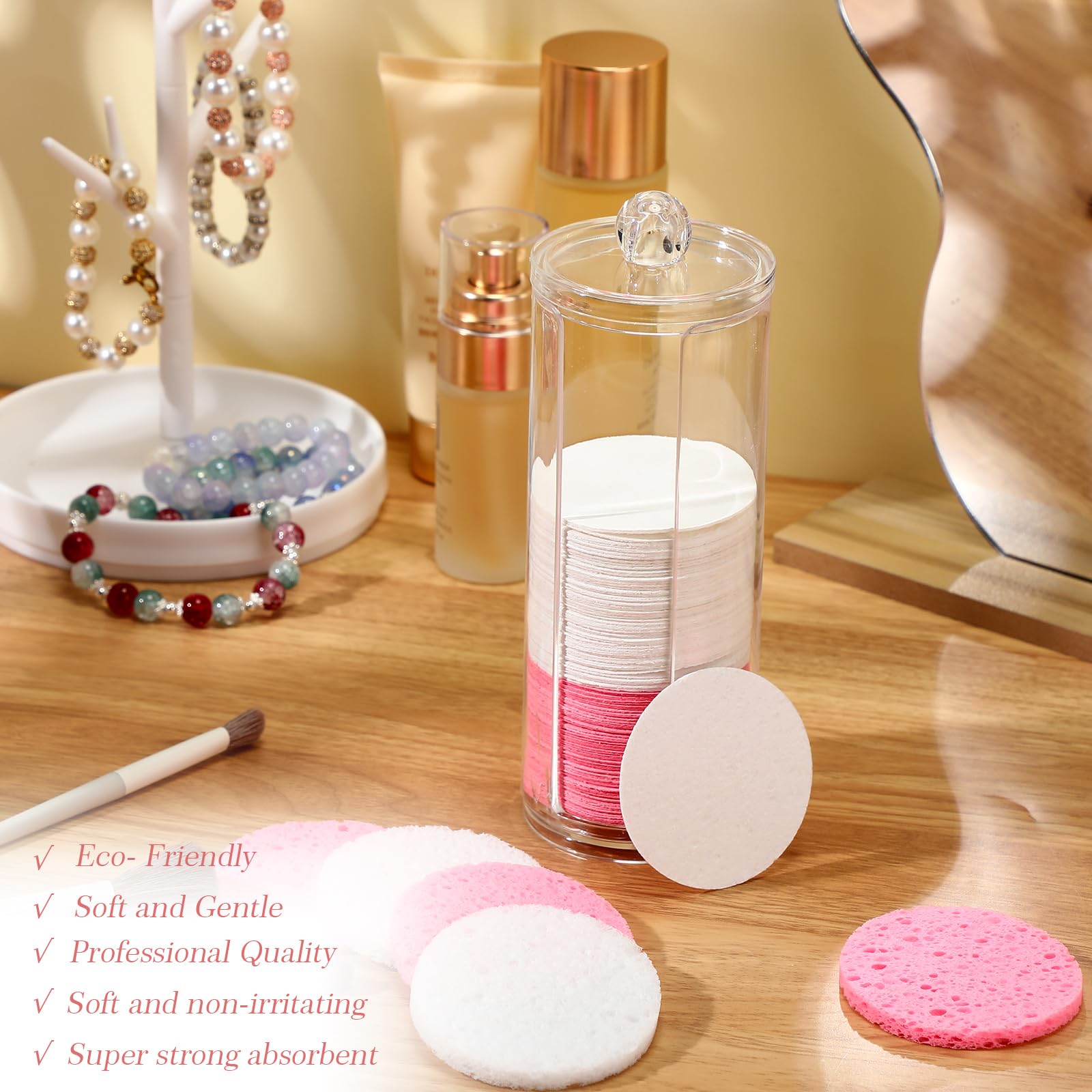 Sieral 120 Pcs Compressed Facial Sponges for Women with Container Disposable Face Sponge Pads for Mask Washing Face Cleansing Exfoliating Pore Esthetician Makeup Removal(Heart,Multicolor)