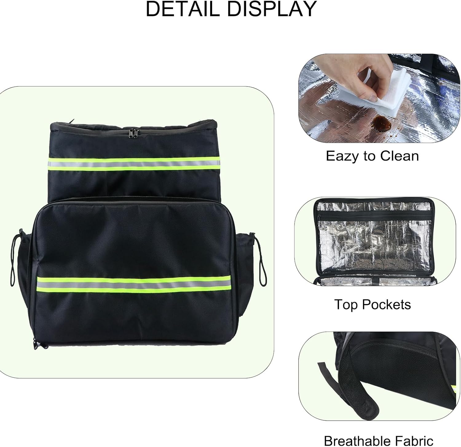 Extral Large Food Delivery Backpack,17"x17"x16" Insulated Pizza Delivery Backpack fits 14'' 16'' Pizzas, Motorcycle Food Delivery Bag for Bike with 4 Pockets for Uber Eats, Doordash