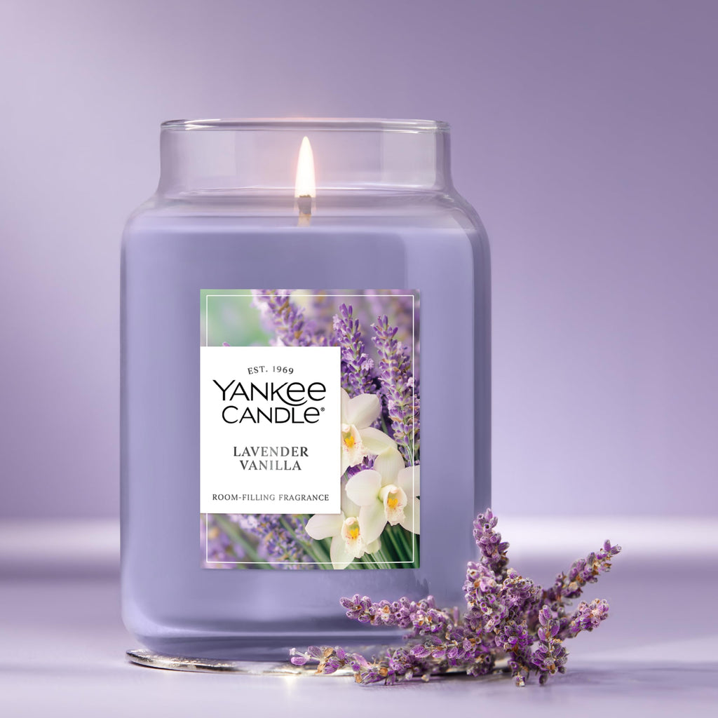 Yankee Candle Lemon Lavender Scented Candle, 22oz Large Jar with up to 150 Hour Burn Time, Giftable, Birthdays