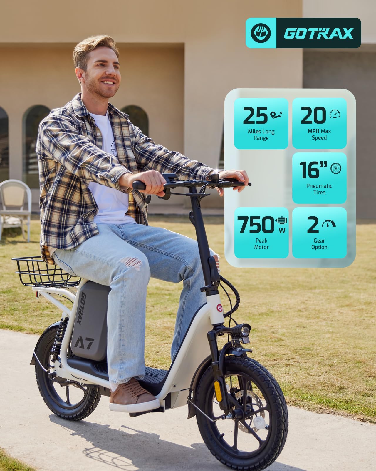 Gotrax Adult Electric Scooter with Seat, Max 19-25miles Range, 15.5-20mph Power by 350W-500W Motor, All-Terrain Tire & Wider Deck & Soft Cushioning Seat with Carry Basket