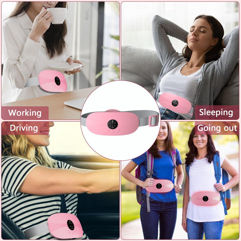 HOTBAG Heating Pad for Period Cramps, Portable Cordless 3S Fast Period Heating Pad Cramp Relief with 3 Heat Levels and 3 Massage Modes, Electric Heating Pad for Pain Relief Gifts for Women (Purple)