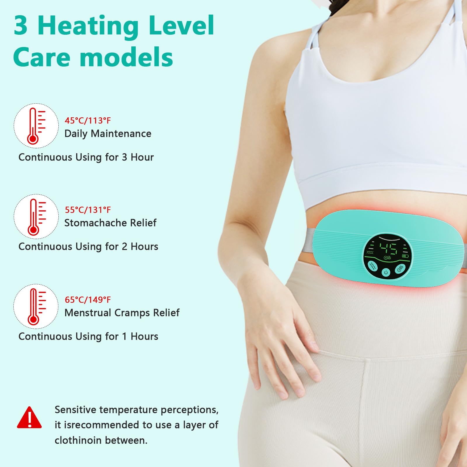 HOTBAG Heating Pad for Period Cramps, Portable Cordless 3S Fast Period Heating Pad Cramp Relief with 3 Heat Levels and 3 Massage Modes, Electric Heating Pad for Pain Relief Gifts for Women (Purple)