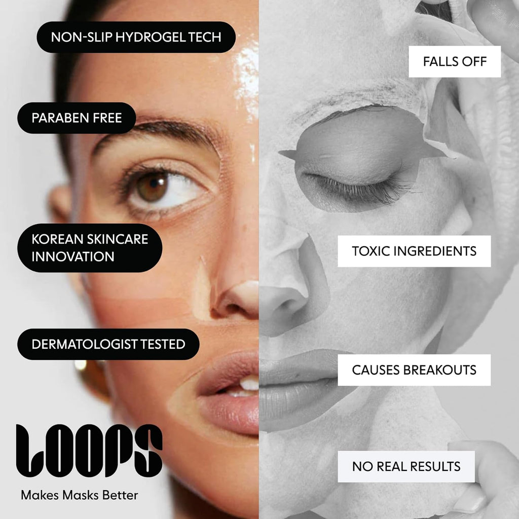 LOOPS Glow Gang Korean Face Mask Set – Weekly Reset for Rejuvenation, Double Take for Energized Skin, Sunrise Service for – Hydrating and Pore Refining – Safe for Sensitive Skin - 3pc