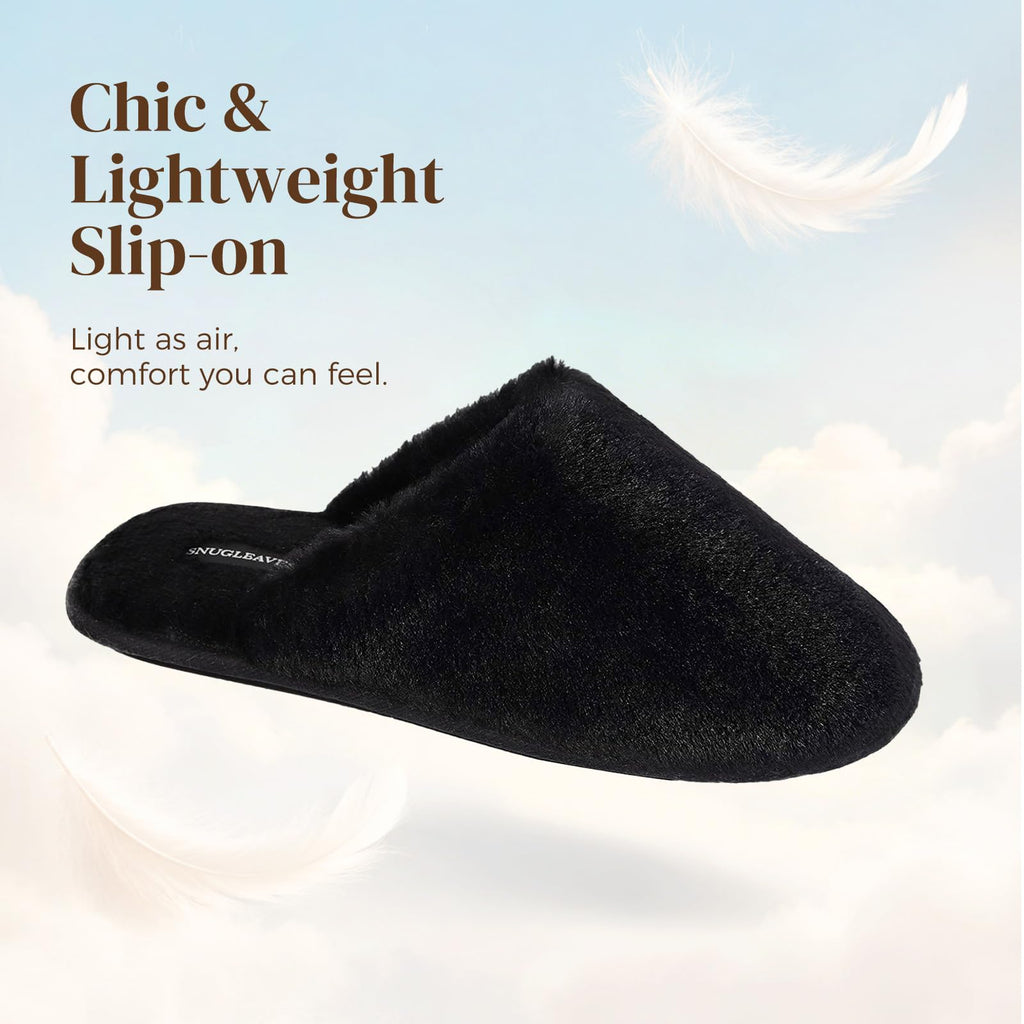Snug Leaves Women's Fuzzy Scuff Slippers Soft Comfy Memory Foam Non-slip Indoor House Shoes