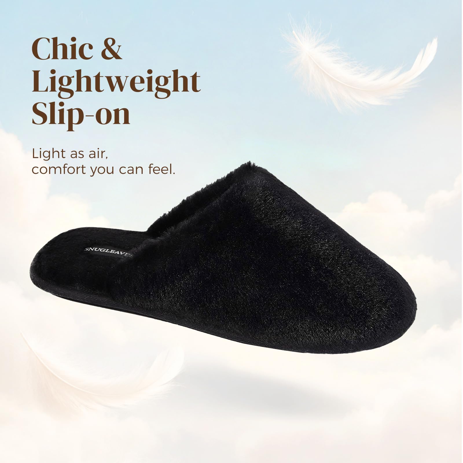 Snug Leaves Women's Fuzzy Scuff Slippers Soft Comfy Memory Foam Non-slip Indoor House Shoes