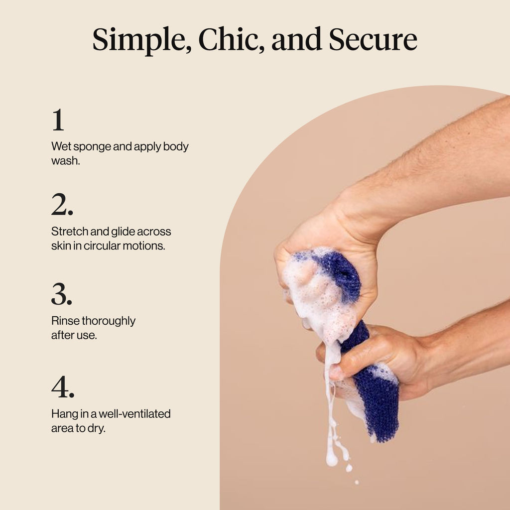 Kitsch African Net Sponge – Exfoliating Body Scrubber for Cleansing & Gentle Daily Exfoliation – Stretchable Bath Sponge for Hard-to-Reach Areas, Long-Lasting Shower Essential - Rosewood, 3 Pcs