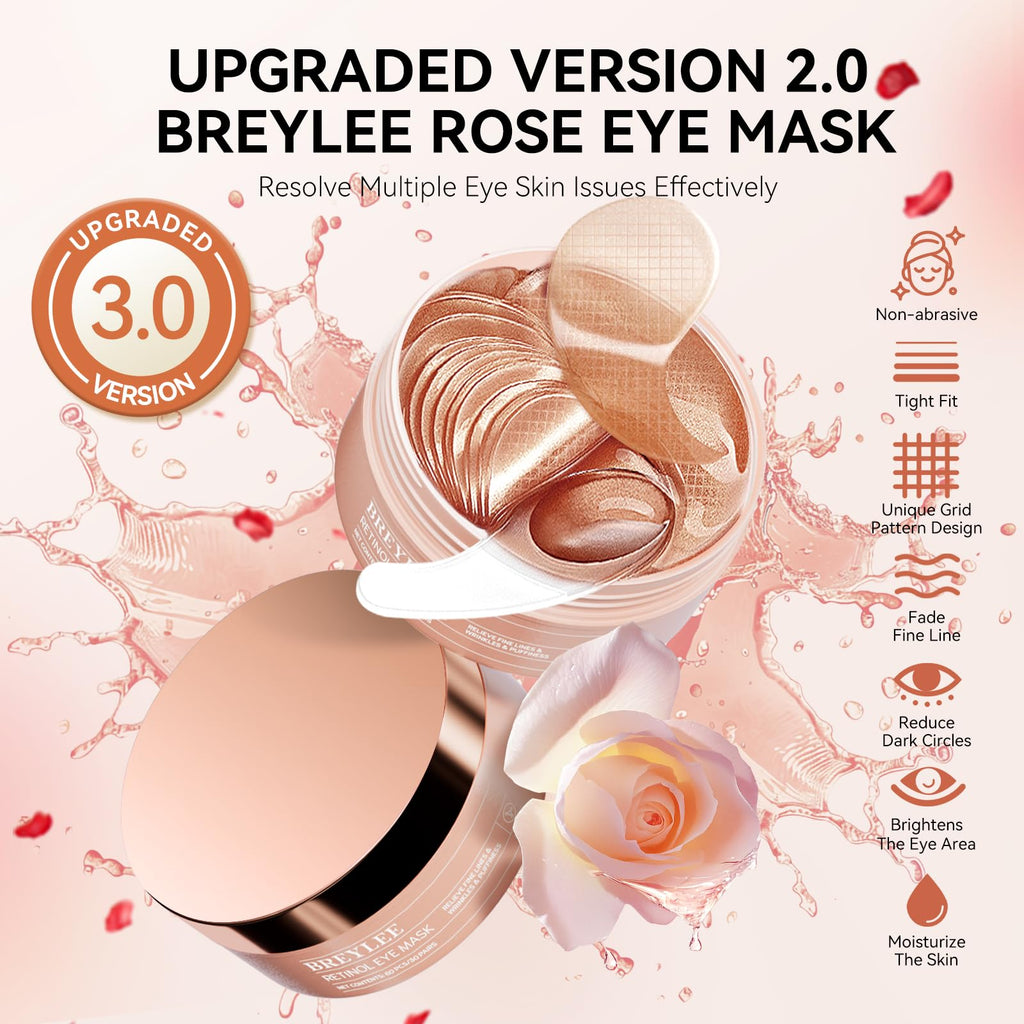BREYLEE Aloe Vera Eye Masks– 60 Pcs - Puffy Eyes and Dark Circles Treatments – Look Younger and Reduce Wrinkles and Fine Lines Undereye, Improve and Firm eye Skin - Pure Natural Material Extraction