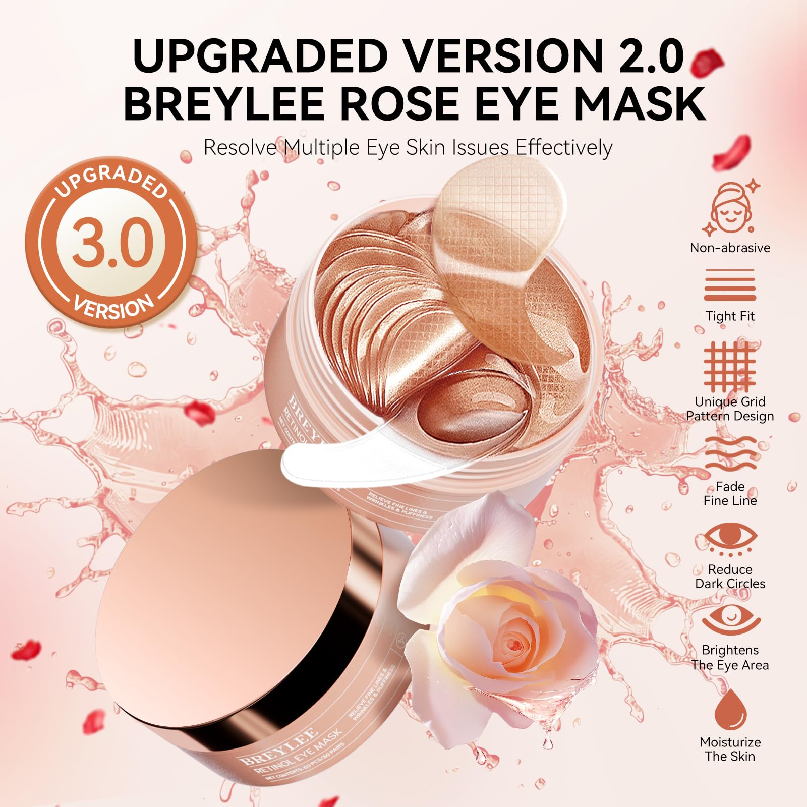 BREYLEE Aloe Vera Eye Masks– 60 Pcs - Puffy Eyes and Dark Circles Treatments – Look Younger and Reduce Wrinkles and Fine Lines Undereye, Improve and Firm eye Skin - Pure Natural Material Extraction