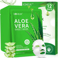 KONEUK 30 Pack Aloe Vera Hydrating Face Masks Skincare, Moisturizing & Soothing Sheet Face Mask for Skin Care, Bulk Aloe Face Masks for After Sun Skin Care, Spa Party Gifts for Women