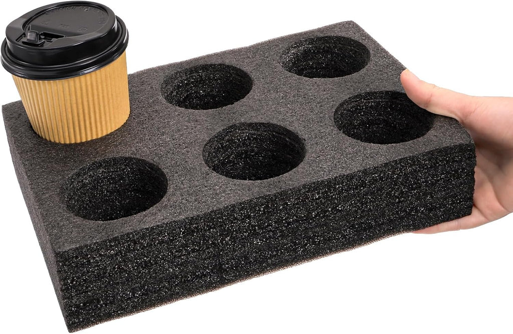 ZOOFOX 2 Pack Drink Carrier for Delivery, 6 Cup Reusable Foam Coffee Tray for Hot and Cold Drinks, to Go Drink Holder for Beverages, Delivery, Take Out, Outdoors