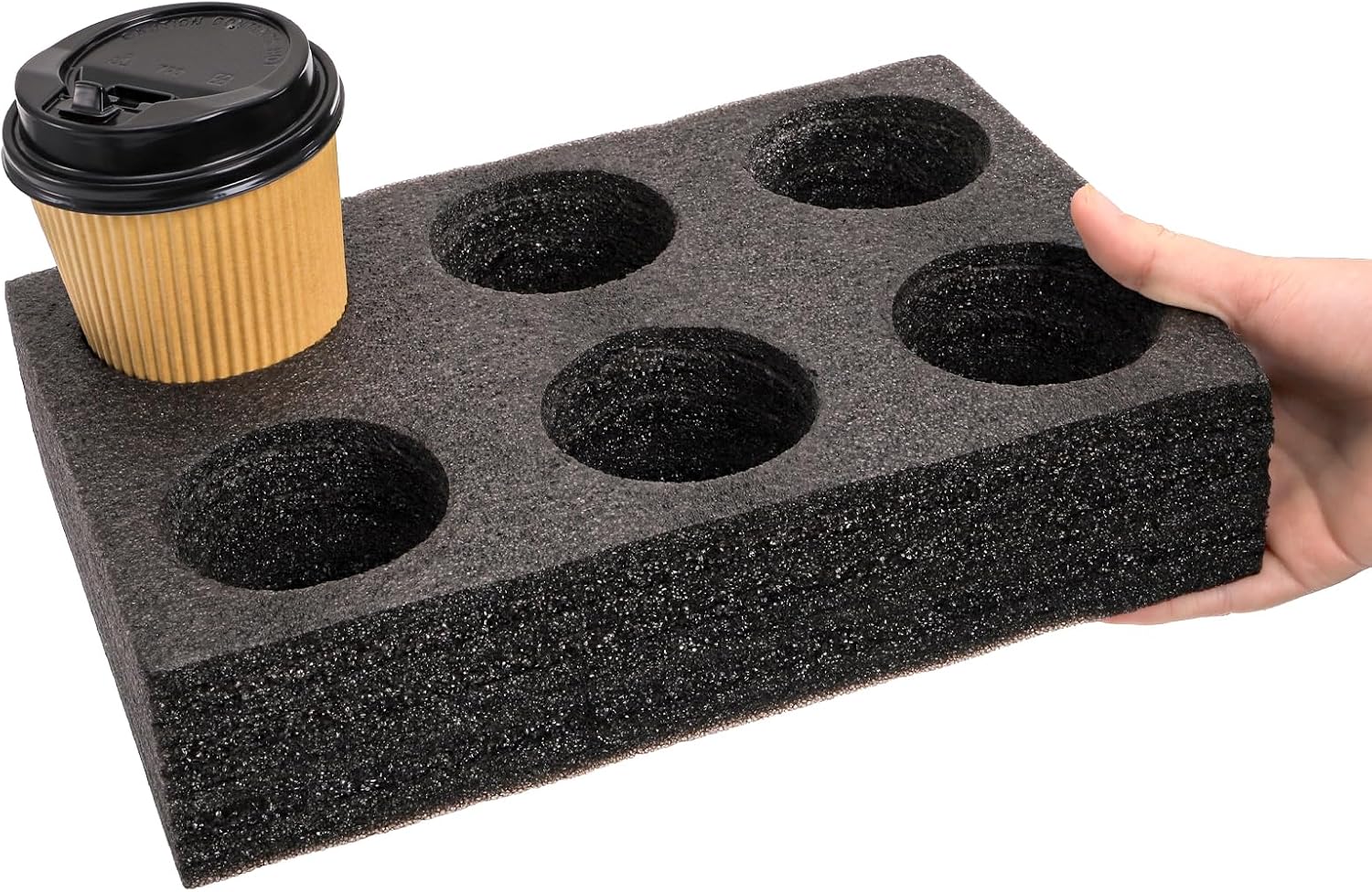 ZOOFOX 2 Pack Drink Carrier for Delivery, 6 Cup Reusable Foam Coffee Tray for Hot and Cold Drinks, to Go Drink Holder for Beverages, Delivery, Take Out, Outdoors
