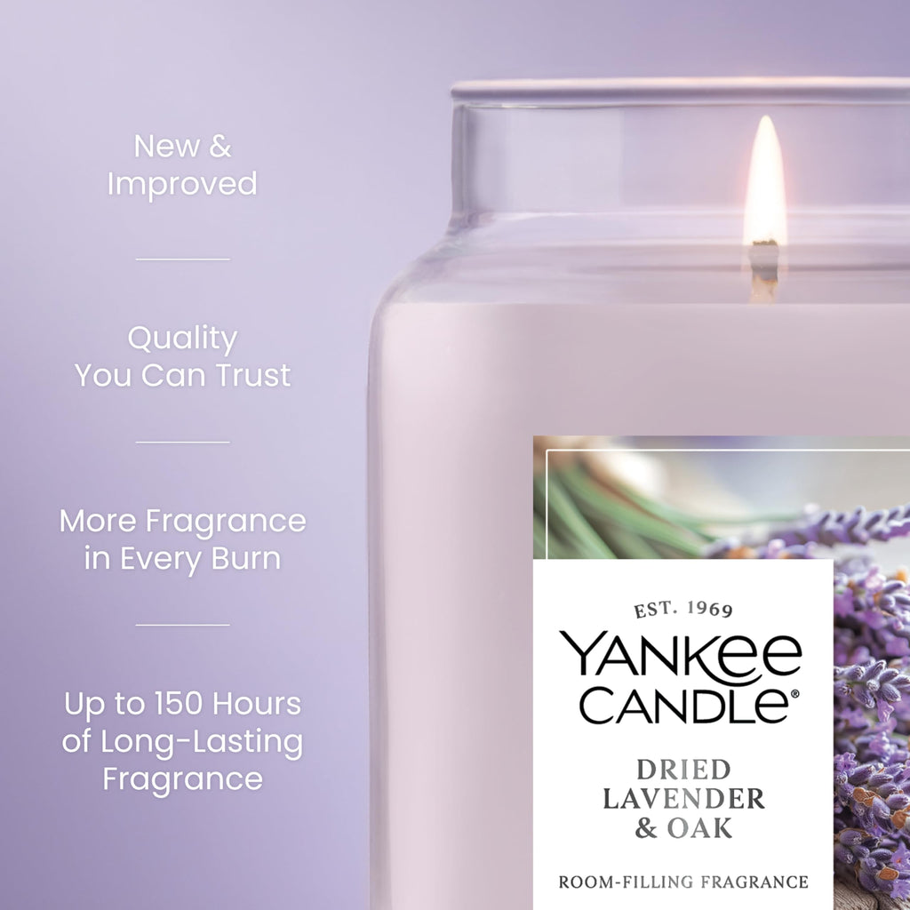 Yankee Candle Lemon Lavender Scented Candle, 22oz Large Jar with up to 150 Hour Burn Time, Giftable, Birthdays