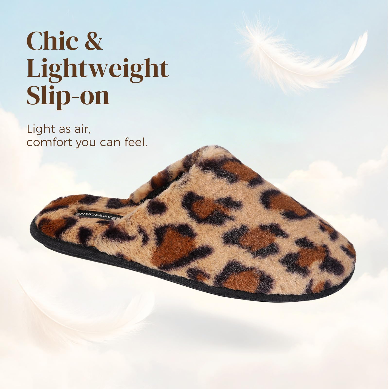 Snug Leaves Women's Fuzzy Scuff Slippers Soft Comfy Memory Foam Non-slip Indoor House Shoes