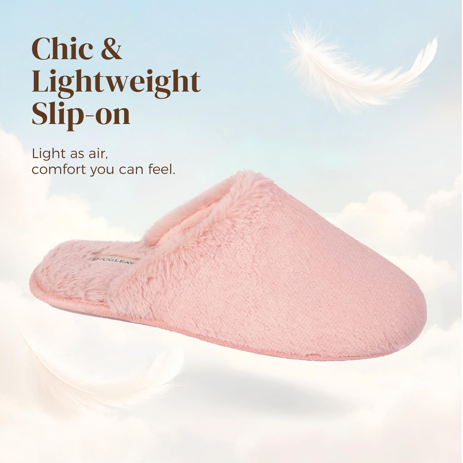 Snug Leaves Women's Fuzzy Scuff Slippers Soft Comfy Memory Foam Non-slip Indoor House Shoes
