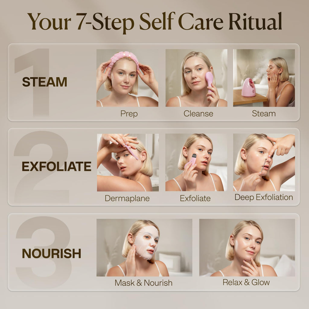 Facial Steamer Spa Kit with Complimentary 17 Skin Care Tools | Face Steamer for Facial Deep Cleaning with Towel Warmer & Humidifier Mode| Self Care Gifts for Women, Spa Gifts, Birthday Gifts for Women