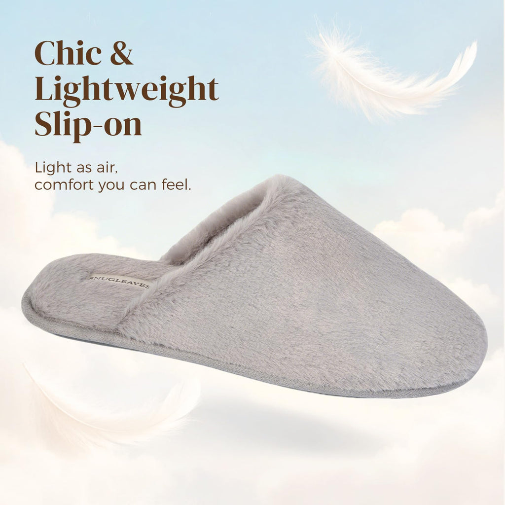 Snug Leaves Women's Fuzzy Scuff Slippers Soft Comfy Memory Foam Non-slip Indoor House Shoes