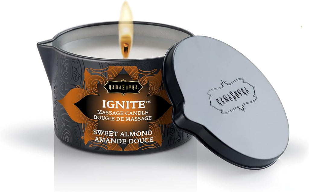KAMA SUTRA Ignite Massage Candle - Coconut Oil and Soy Based - Island Passion Berry, 6 oz Candle Melts into a Warm Massage Oil, Couples Massage, Pour Spout Massage Candle
