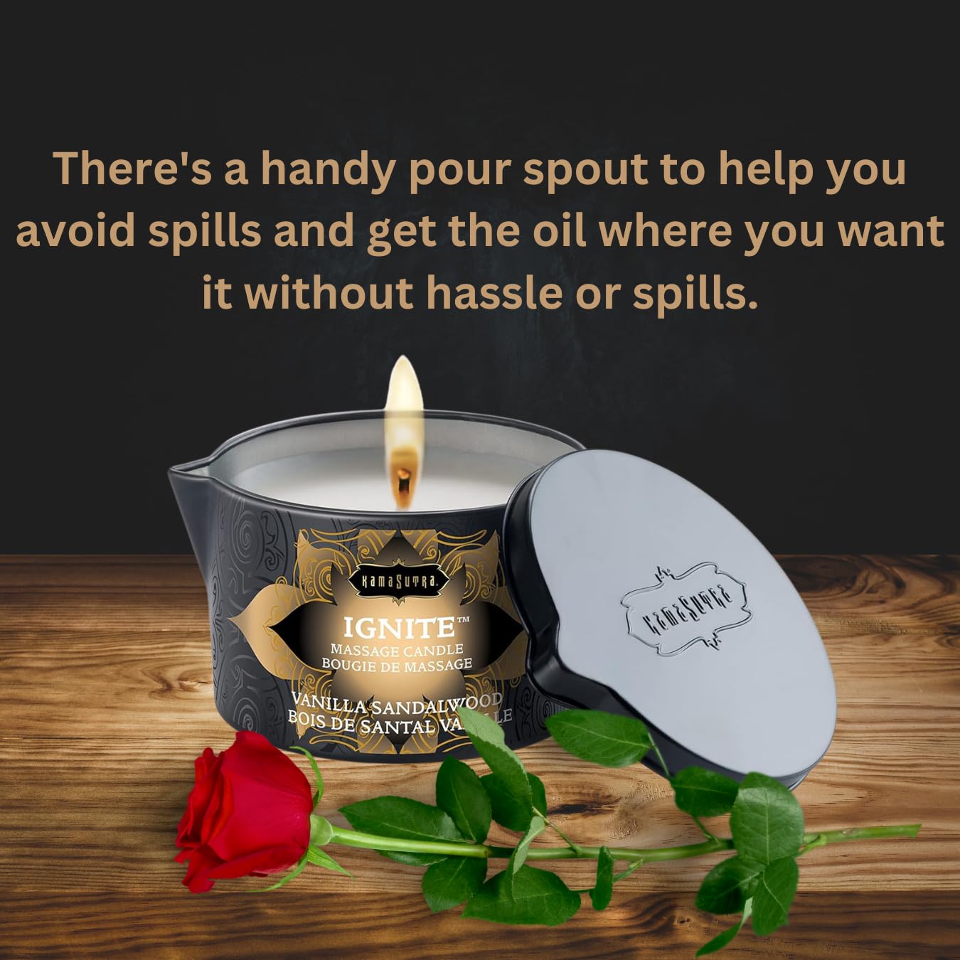 KAMA SUTRA Ignite Massage Candle - Coconut Oil and Soy Based - Island Passion Berry, 6 oz Candle Melts into a Warm Massage Oil, Couples Massage, Pour Spout Massage Candle