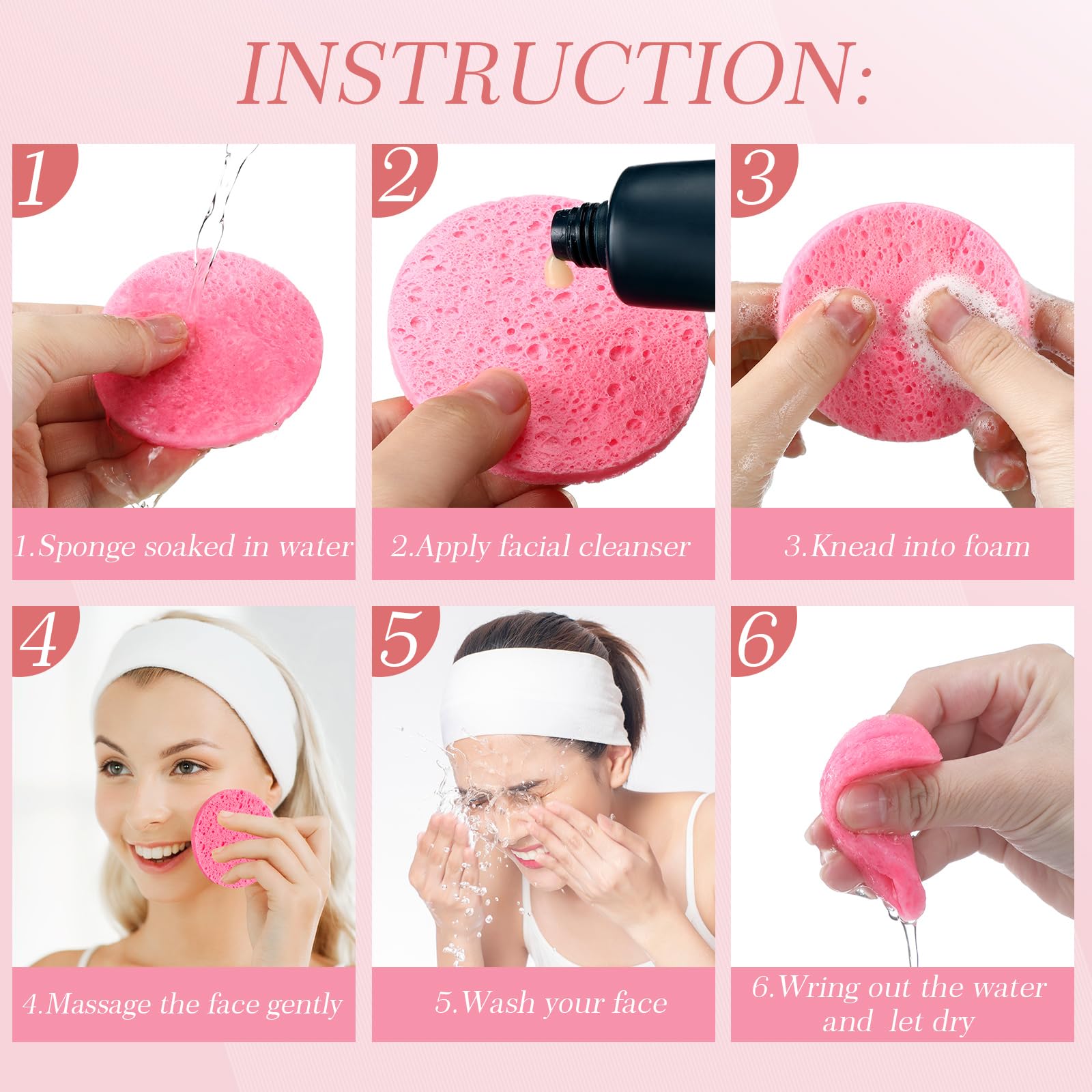 Sieral 120 Pcs Compressed Facial Sponges for Women with Container Disposable Face Sponge Pads for Mask Washing Face Cleansing Exfoliating Pore Esthetician Makeup Removal(Heart,Multicolor)