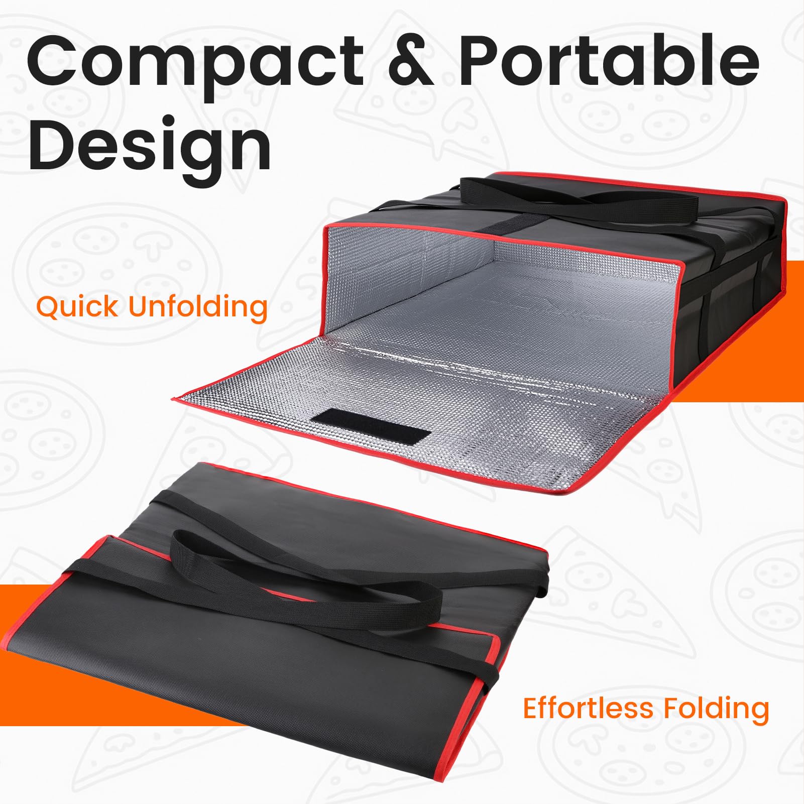 Bodaon Insulated Pizza Delivery Bag, 20" x 20" x 6" Pizza Warmer Bags for Carry Hot, Food Warmers for Parties, Pizza Thermal Insulation, Pizza Carrier for Catering, Red, 1-Pack
