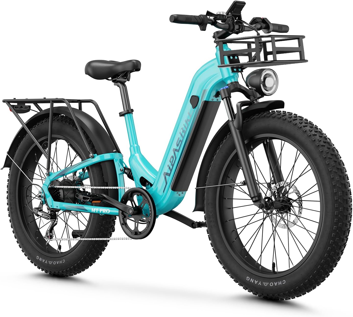 Aipas M1 Pro Electric Bike, 1800W Peak Motor Electric Bike for Adults, 26'' x 4.0'' Fat Tire Ebike, 48V 17.5Ah Electric Mountain Bike, 36MPH, 85 Miles Electric Bicycle, 7 Speed, 110NM with Rear Basket