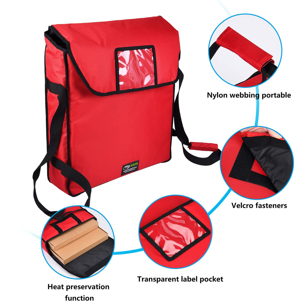 Pizza Bags for Delivery 20" X 20" X 6" - Moisture-Free, Professional Thermal Pizza Warmer, Heavy-Duty Pizza Delivery Bag, Suitable for Restaurants,Picnic Uber Eats & Door Dash（Silver）