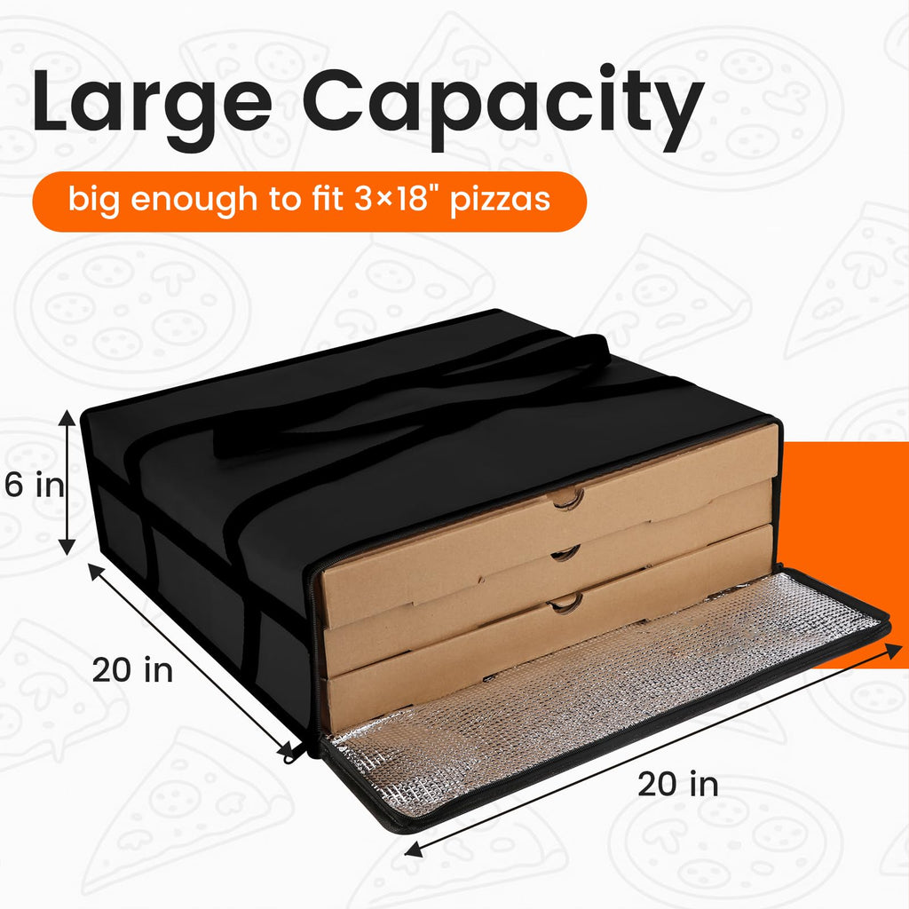 Bodaon Insulated Pizza Delivery Bag, 20" x 20" x 6" Pizza Warmer Bags for Carry Hot, Food Warmers for Parties, Pizza Thermal Insulation, Pizza Carrier for Catering, Red, 1-Pack