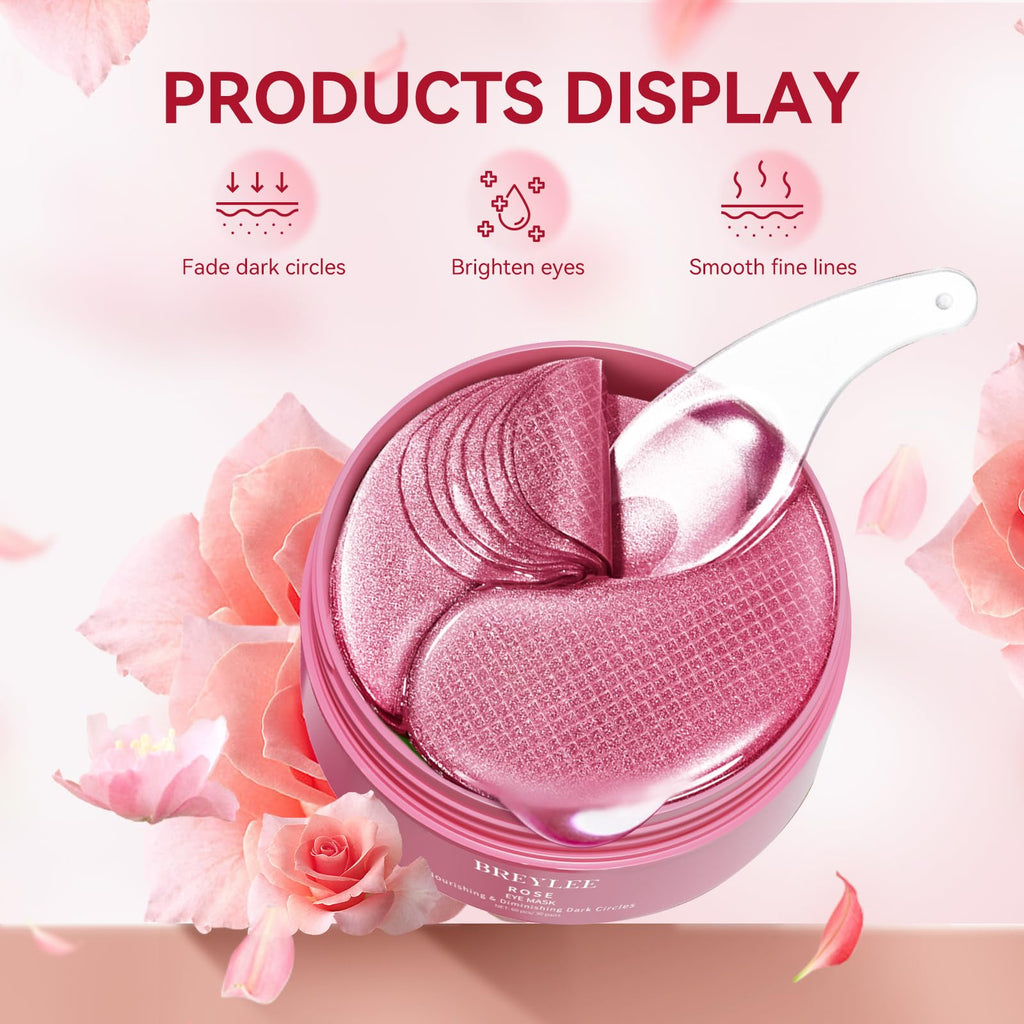 BREYLEE Aloe Vera Eye Masks– 60 Pcs - Puffy Eyes and Dark Circles Treatments – Look Younger and Reduce Wrinkles and Fine Lines Undereye, Improve and Firm eye Skin - Pure Natural Material Extraction