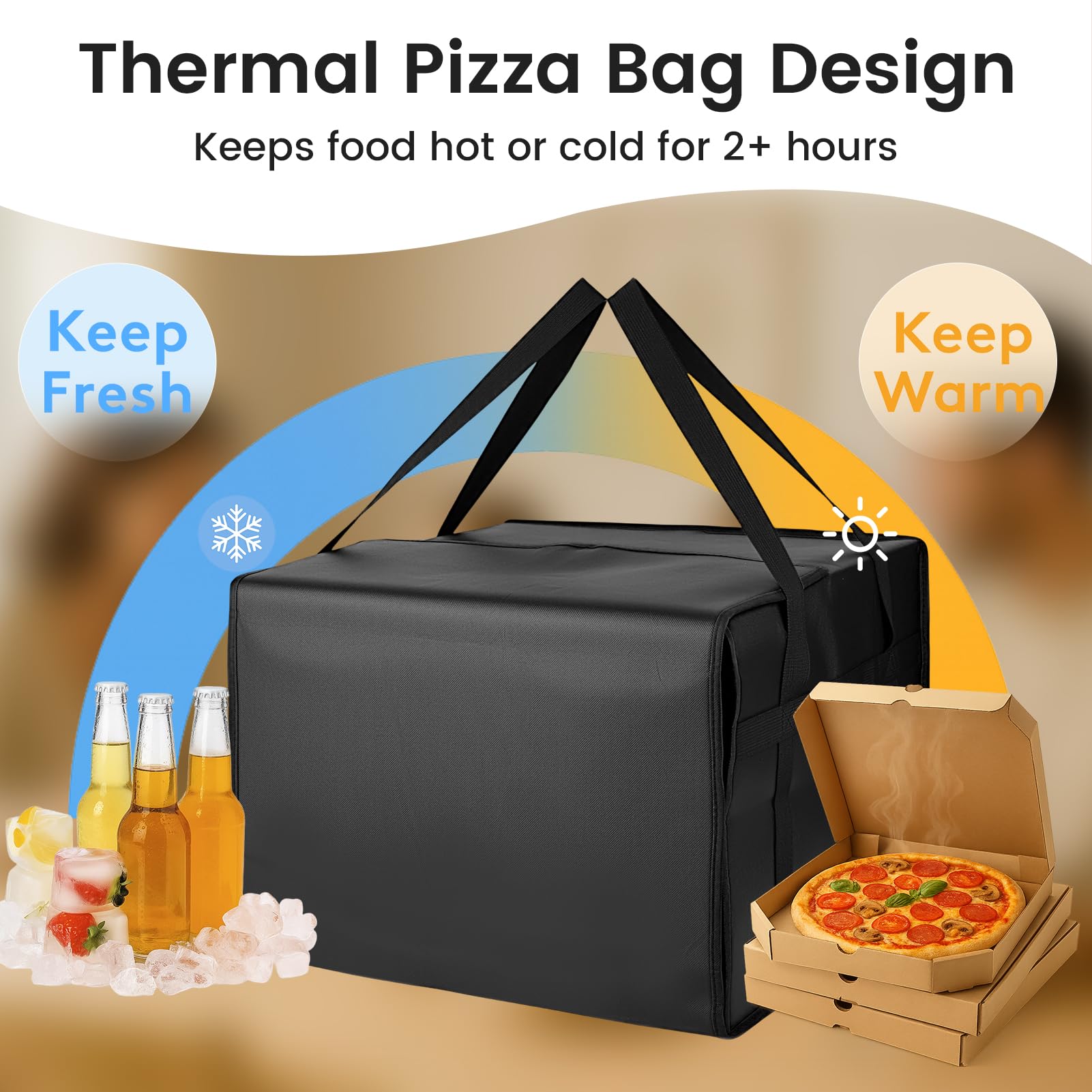 Bodaon Insulated Pizza Delivery Bag, 20" x 20" x 6" Pizza Warmer Bags for Carry Hot, Food Warmers for Parties, Pizza Thermal Insulation, Pizza Carrier for Catering, Red, 1-Pack