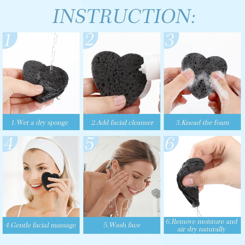 Sieral 120 Pcs Compressed Facial Sponges for Women with Container Disposable Face Sponge Pads for Mask Washing Face Cleansing Exfoliating Pore Esthetician Makeup Removal(Heart,Multicolor)