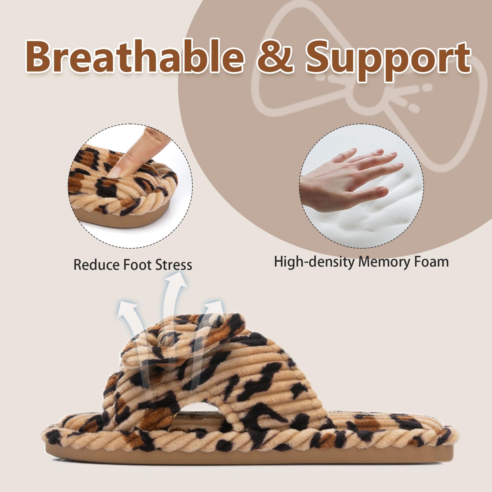 GOEWY Cute Slippers for Women Indoor and Outdoor Cozy Soft Bow Open Toe Womens Slippers with Memory Foam Anti-Skid Sole Slides Spa Birthday Gifts for Women Mom Her Ladies Bridesmaid