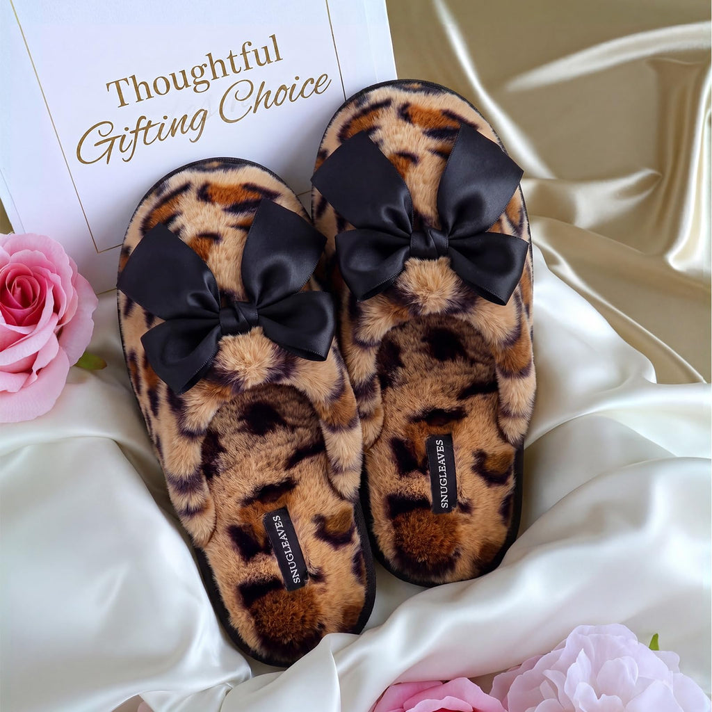 Snug Leaves Women's Fuzzy Scuff Slippers Soft Comfy Memory Foam Non-slip Indoor House Shoes