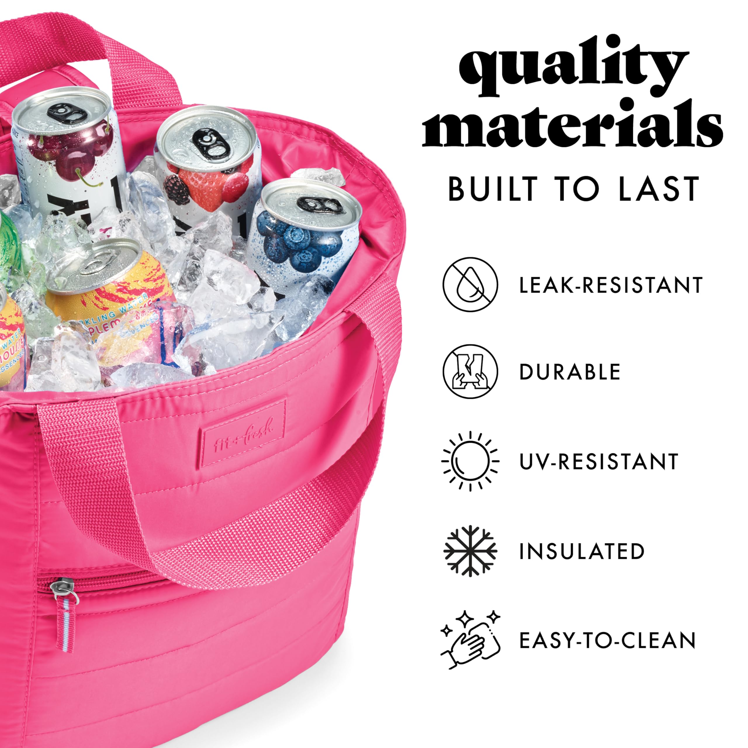 Fit & Fresh Mari Cooler Backpack for Women, Insulated Leakproof Soft Cooler Bag (12 Can), Lunch Tote, Beach Cooler, Lightweight Travel Picnic Tote, Hot Pink