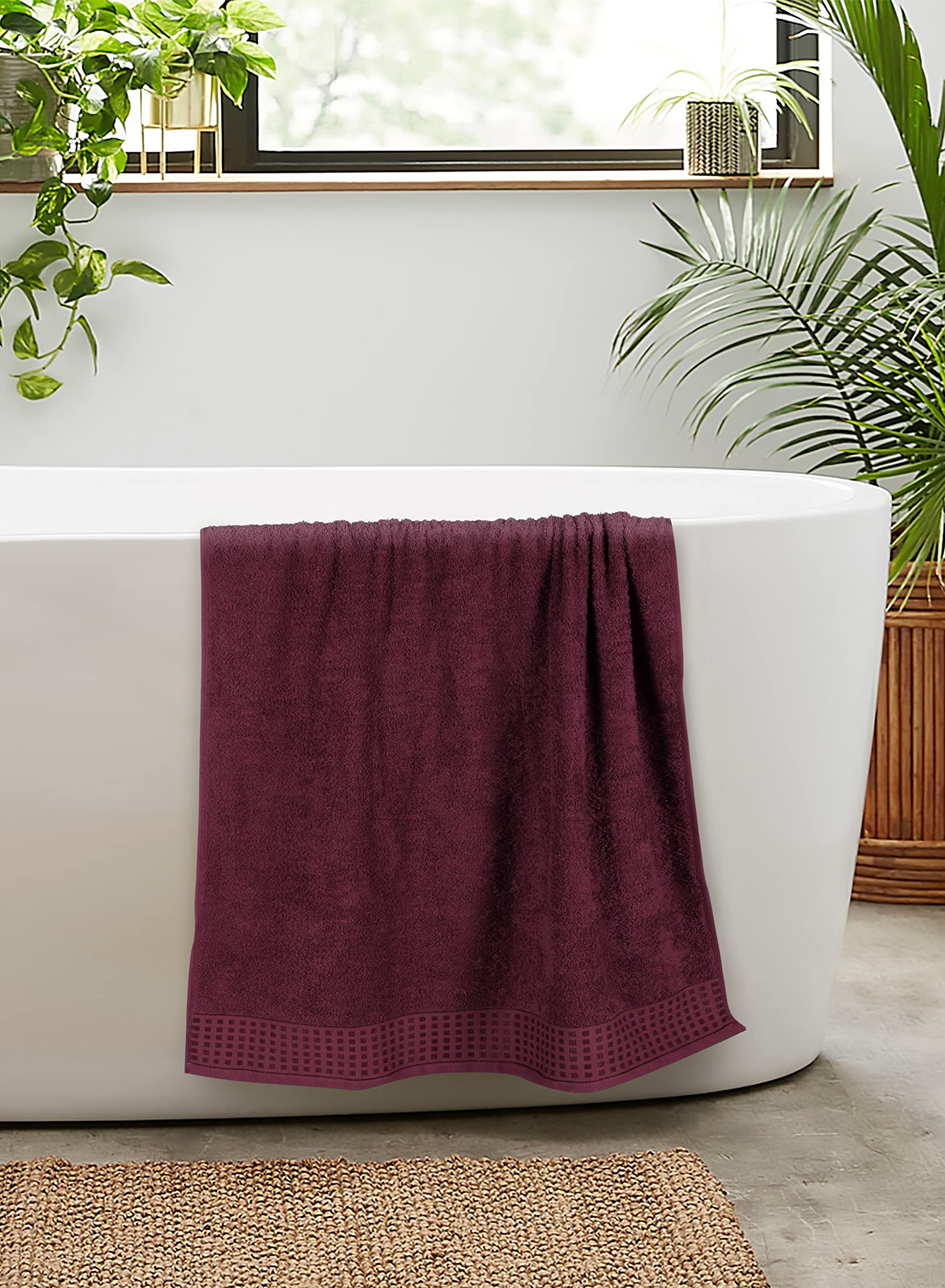 GLAMBURG 100% Cotton Ultra Soft 6 Pack Towel Set, Contains 2 Bath Towels 28x55 Inches, 2 Hand Towels 16x24 Inches & 2 Wash Coths 12x12 Inches, Compact Absorbent Lightweight & Quickdry - Pink