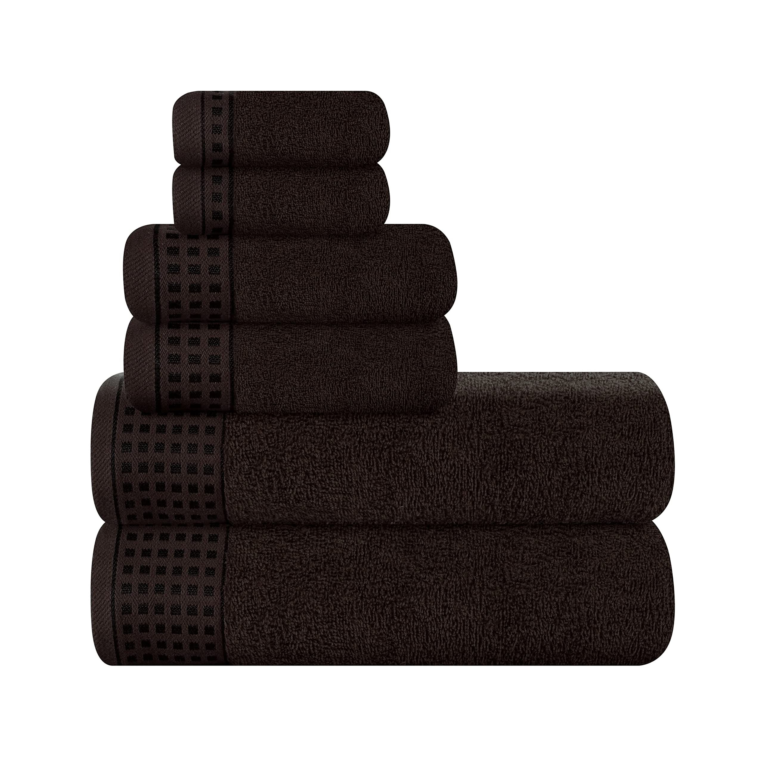 GLAMBURG 100% Cotton Ultra Soft 6 Pack Towel Set, Contains 2 Bath Towels 28x55 Inches, 2 Hand Towels 16x24 Inches & 2 Wash Coths 12x12 Inches, Compact Absorbent Lightweight & Quickdry - Pink