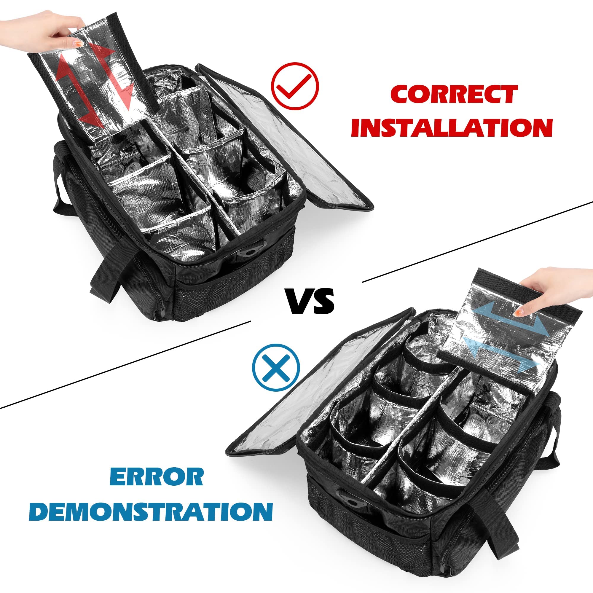 Trunab Reusable 6 Cups Drink Carrier for Delivery Insulated Drink Caddy with Handle and Shoulder Strap, Adjustable Dividers, Beverages Carrier Tote Bag, for Daily Life Takeout, Outdoors, Travel