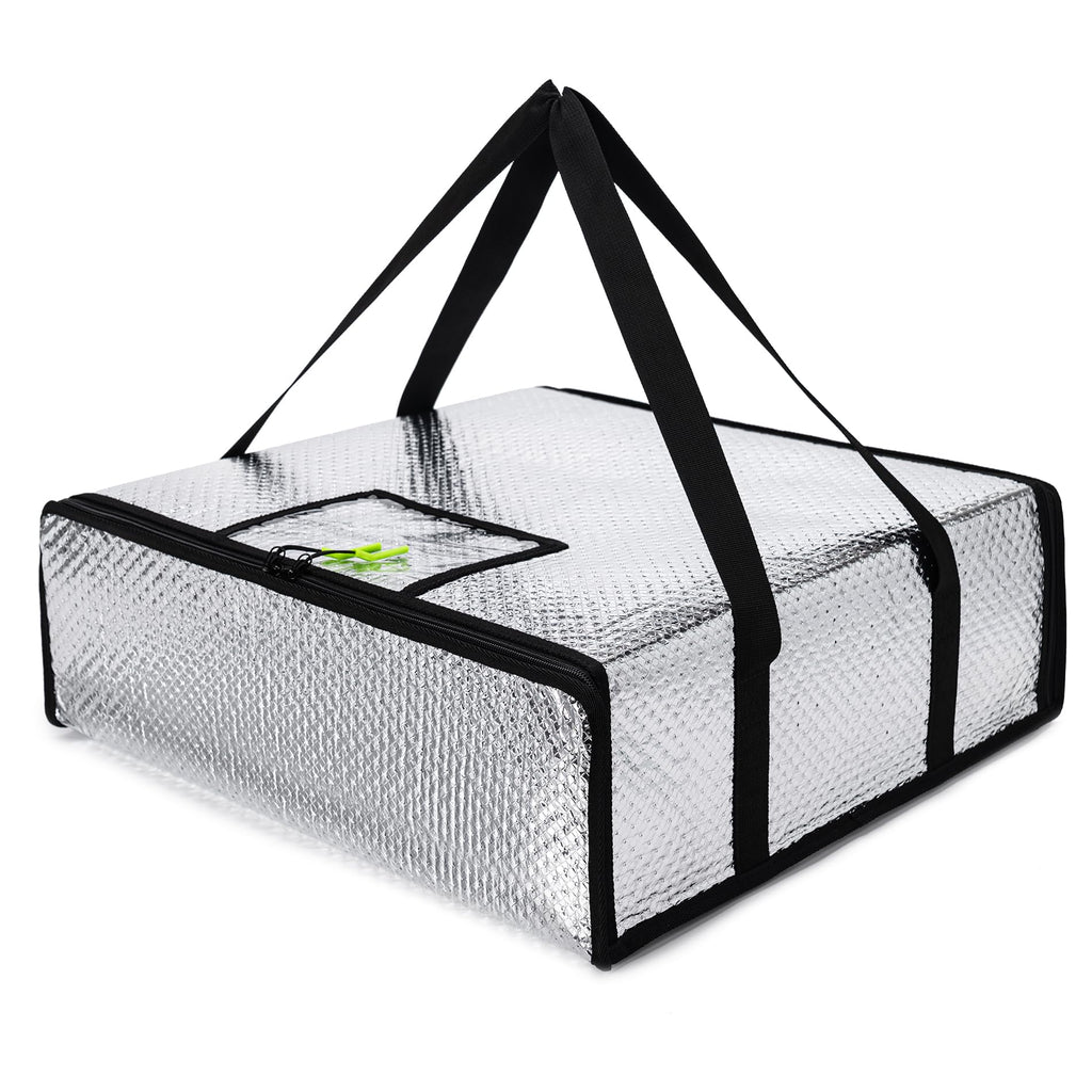 Pizza Bags for Delivery 20" X 20" X 6" - Moisture-Free, Professional Thermal Pizza Warmer, Heavy-Duty Pizza Delivery Bag, Suitable for Restaurants,Picnic Uber Eats & Door Dash（Silver）