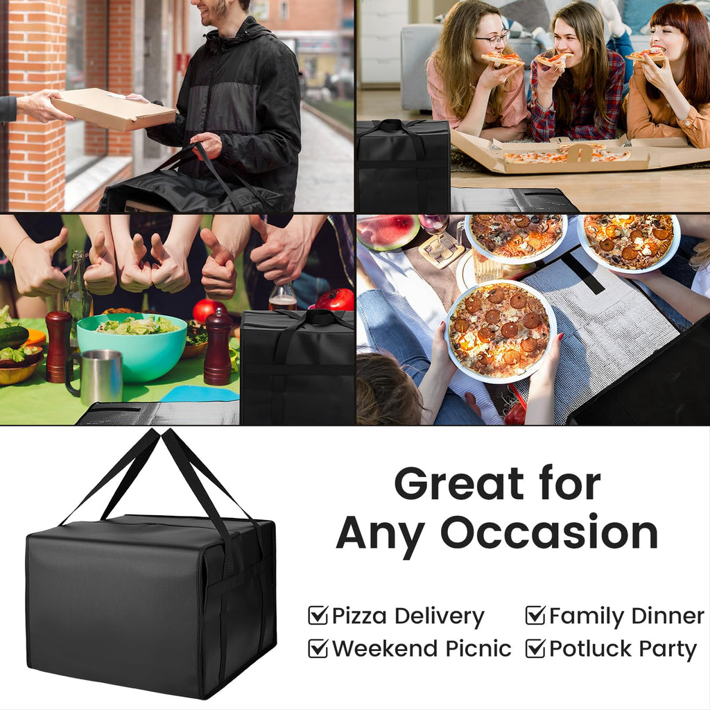 Bodaon Insulated Pizza Delivery Bag, 20" x 20" x 6" Pizza Warmer Bags for Carry Hot, Food Warmers for Parties, Pizza Thermal Insulation, Pizza Carrier for Catering, Red, 1-Pack