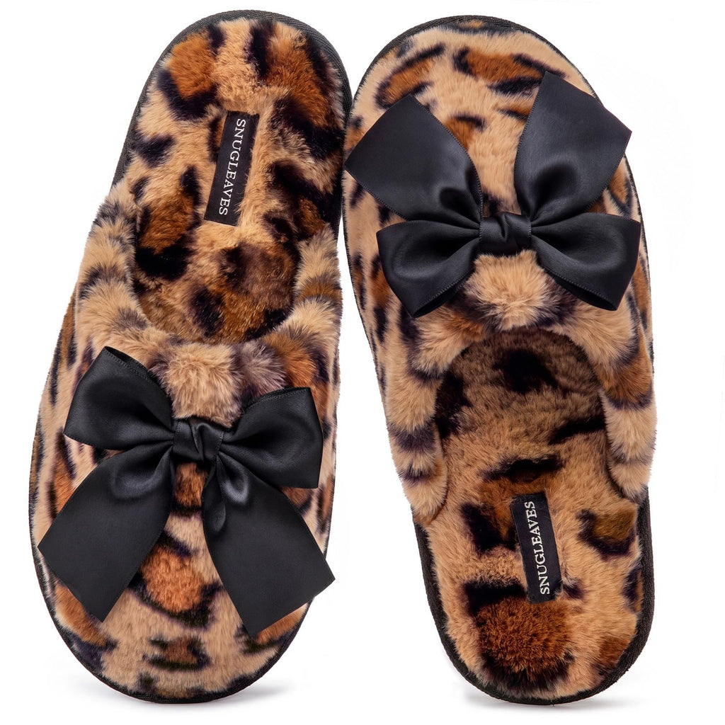 Snug Leaves Women's Fuzzy Scuff Slippers Soft Comfy Memory Foam Non-slip Indoor House Shoes