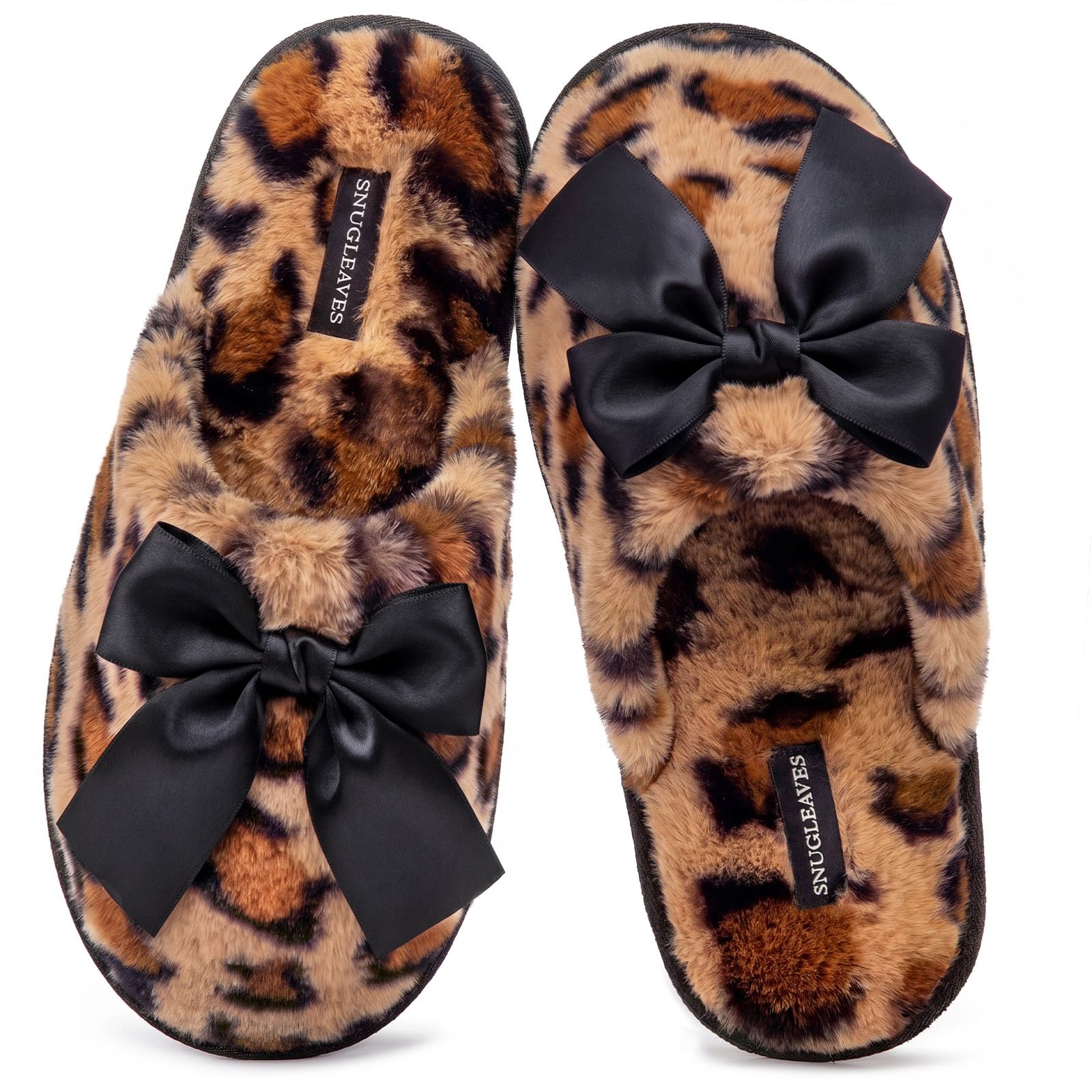Snug Leaves Women's Fuzzy Scuff Slippers Soft Comfy Memory Foam Non-slip Indoor House Shoes