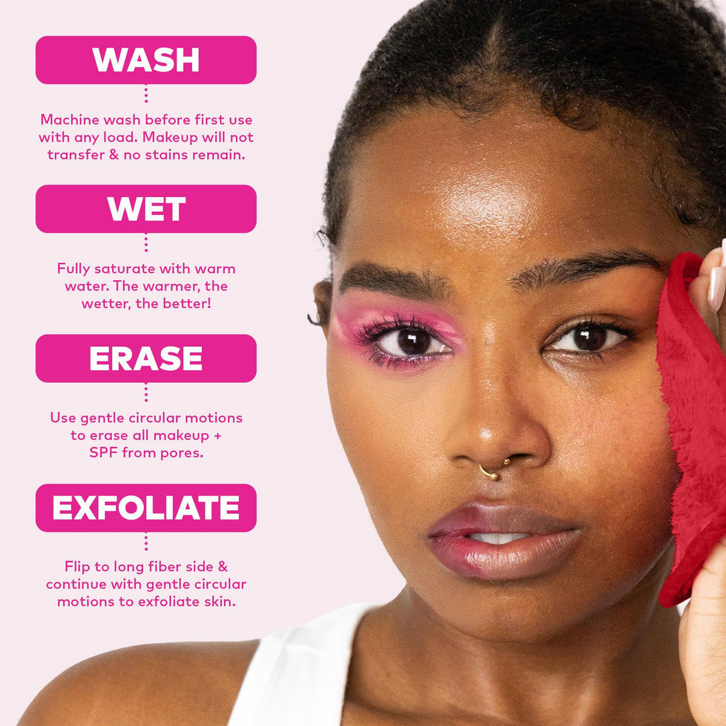 The Original MakeUp Eraser PRO, Effortlessly Remove All Makeup Using Only Water, Including Waterproof Mascara, Eyeliner, Foundation, Lipstick, Sunscreen,and More! Original Pink, 1ct.