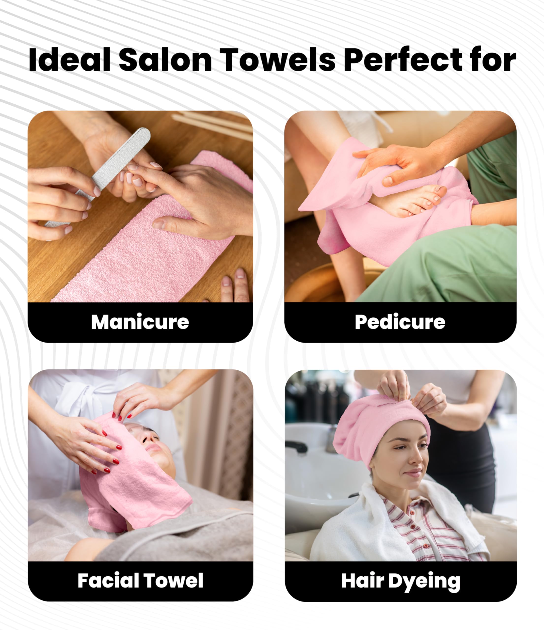 Avalon Towels Salon Towel - Pink Hand Towels Bulk Pack of 24 - 100% Cotton Absorbent Spa, Facial & Gym Towel for Working Out - 16x27 Inches (Not Bleach Proof)