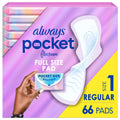 Always Pocket Feminine Pads with FlexFoam, Size 1, Regular, with Wings, Unscented, 66 Count (3 Packs of 22)