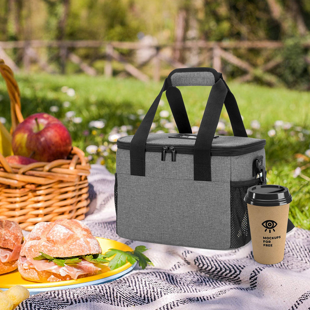 Trunab Reusable 6 Cups Drink Carrier for Delivery Insulated Drink Caddy with Handle and Shoulder Strap, Adjustable Dividers, Beverages Carrier Tote Bag, for Daily Life Takeout, Outdoors, Travel