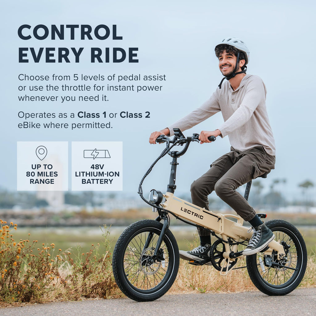 LECTRIC XP Lite2 Folding Electric Bike for Adults - Lightweight eBike with a 48V Battery Powers Up to 45-80 Mile Range, 20Mph Peak 819W Motor, Hydraulic Brakes, LCD Display, 5 Pedal Assist & Throttle