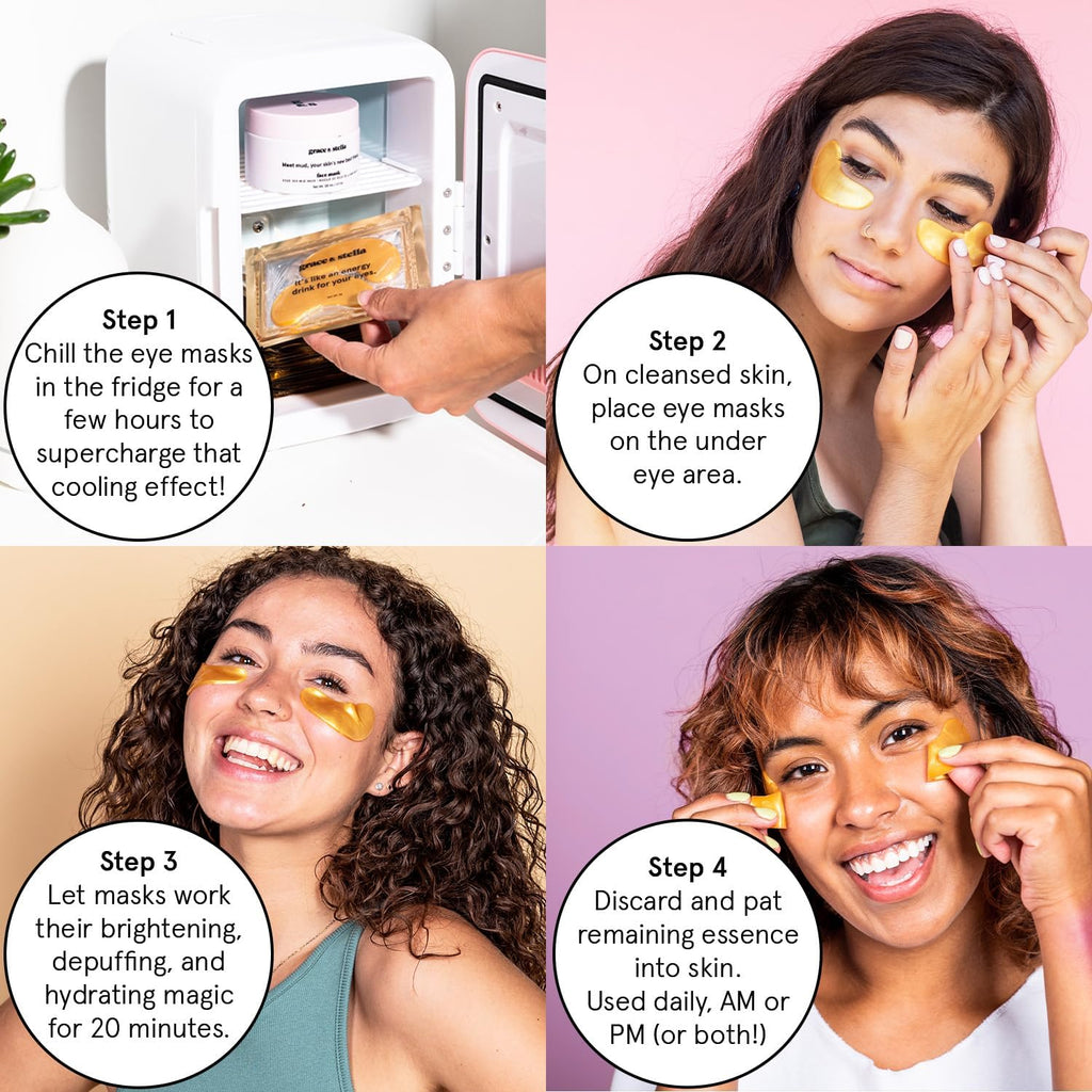 grace & stella Award Winning Under Eye Mask Reduce Dark Circles, Puffy Eyes, Undereye Bags, Wrinkles, Gel Under Eye Patches, New Mom Gifts - Vegan Self Care (48 Pairs, Blue)