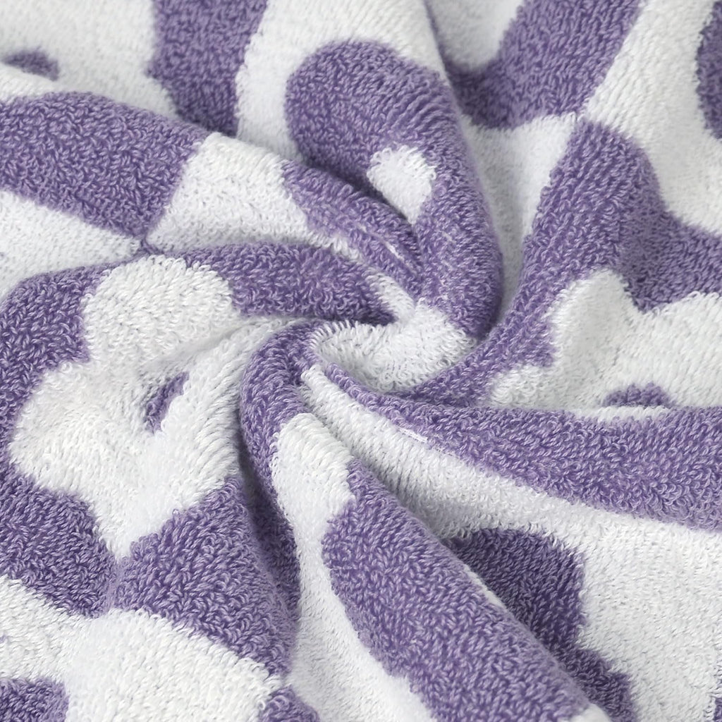 Jacquotha 2-Pieces Luxury Bath Towels Checkered Floral, Pink Towels for Women Girls Shower Body 27.5x55 Inches, Bathroom Decor & Pool Days, Cotton